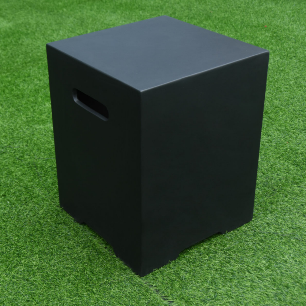 Elementi - Kleine gasfles cover betonlook vierkant zwart
