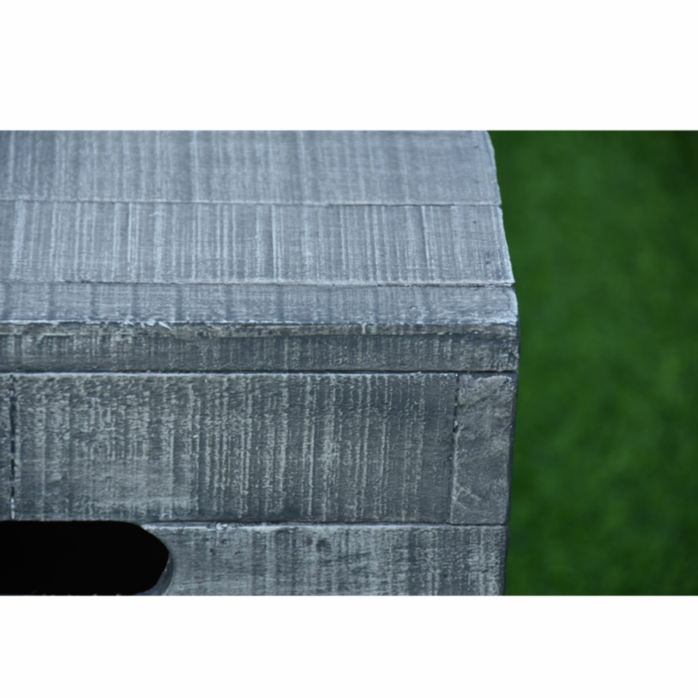 Detailfoto kleine gasfles cover houtlook vierkant grijs